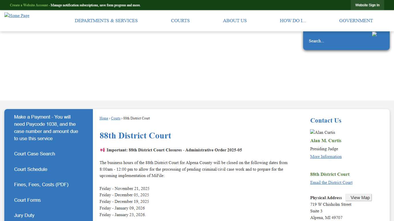 88th District Court Alpena County, MI